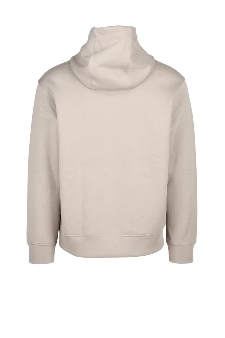 Emporio Armani Beige Hooded Neoprene Effect Sweatshirt