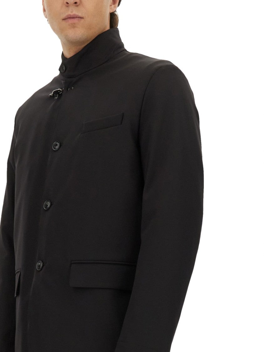 Fay High Collar Jacket With Unique Hook Closure