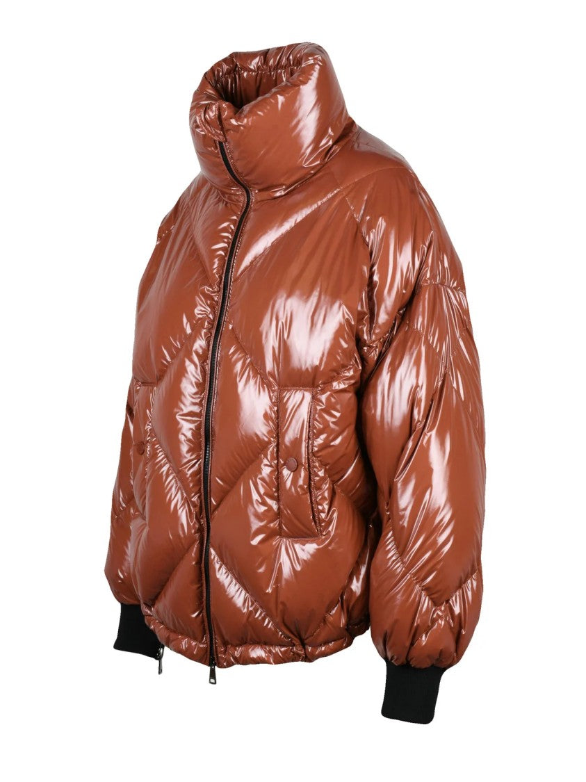 Max Mara Chocolate Quilted Polyamide Down Jacket