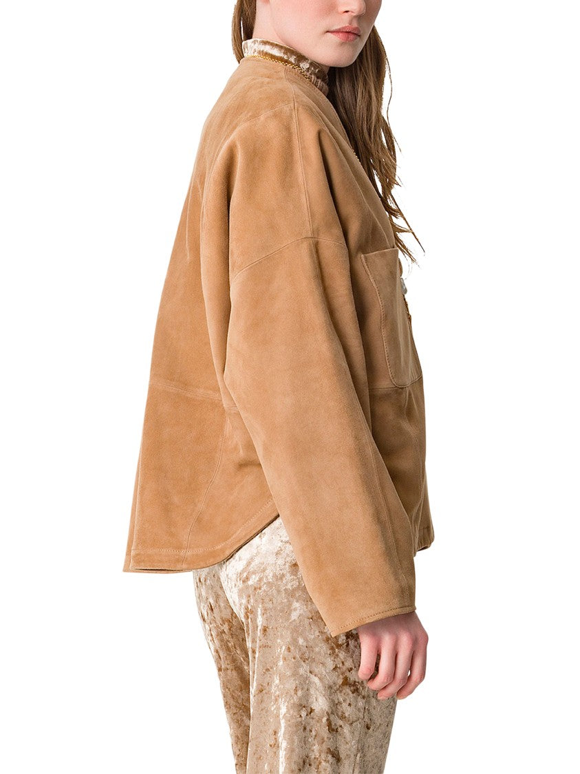 Forte Forte Heavy Suede Kimono Jacket With Relaxed Fit And Wide Sleeves