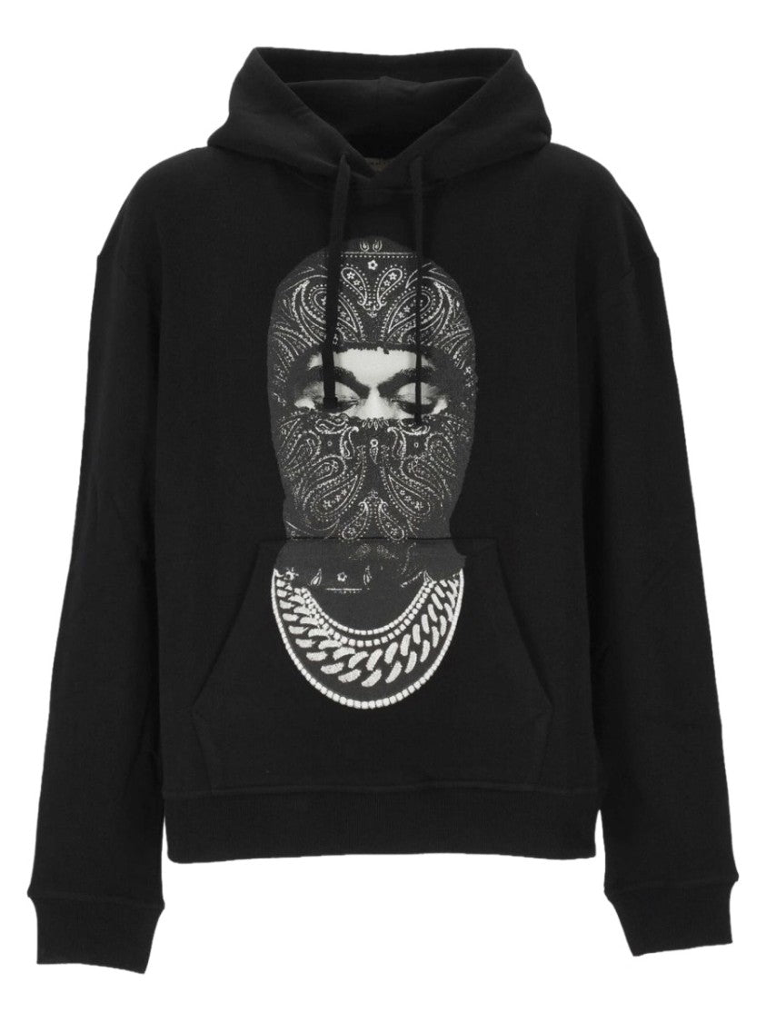 Ih Nom Uh Nit Black Balaclava Graphic Cotton Hoodie