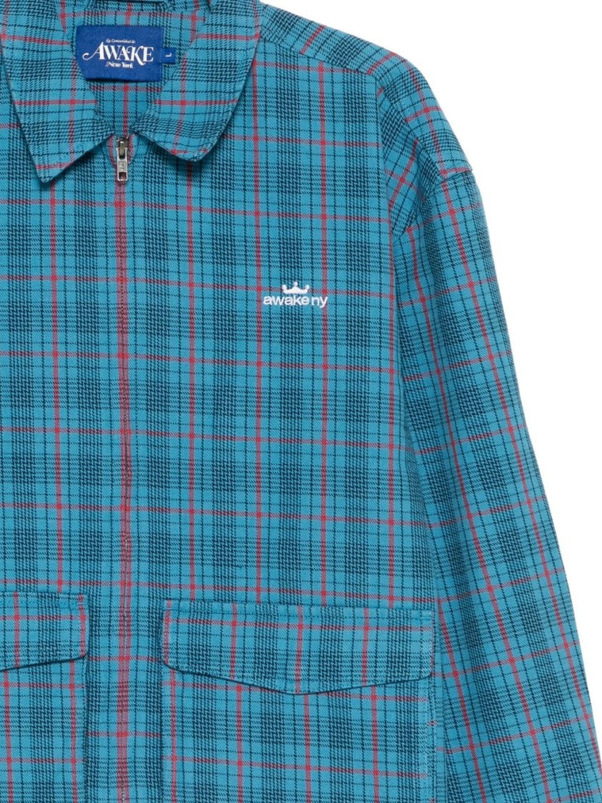 Awake Ny Plaid Bold Logo Coach Jacket