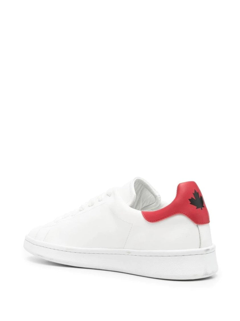 Dsquared2 White Low-Top Iconic Branding Leather Sneakers