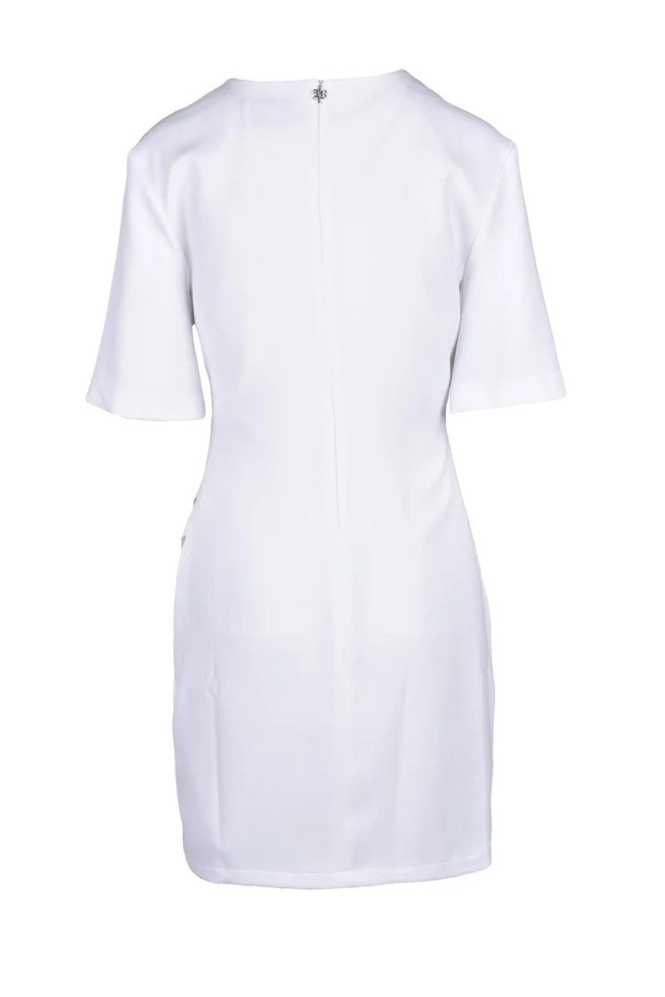 Aniye By White Ruched Polyester Elastane Sheath Dress