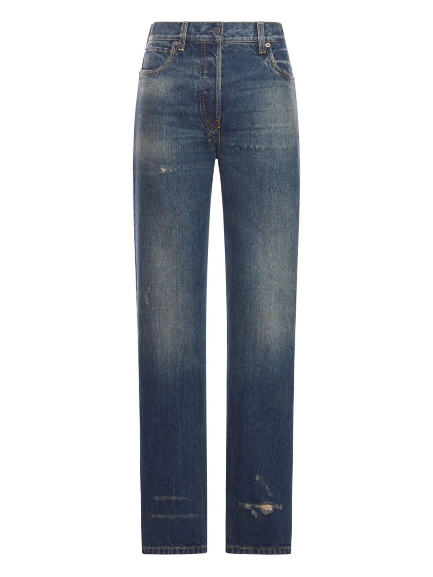 Prada Medium Blue Vintage-Wash Straight-Leg Jeans