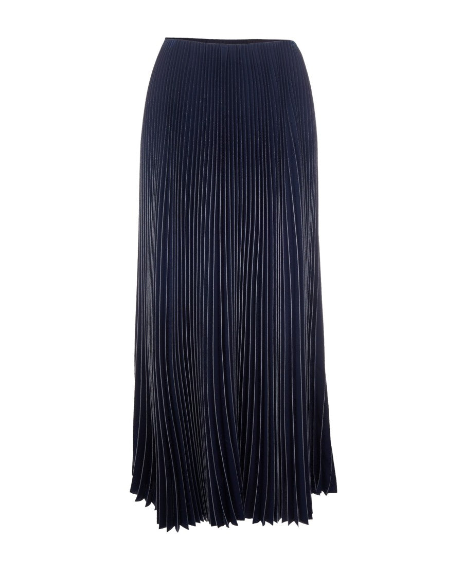 Fabiana Filippi Midnight Blue Printed Pleated Maxi Skirt