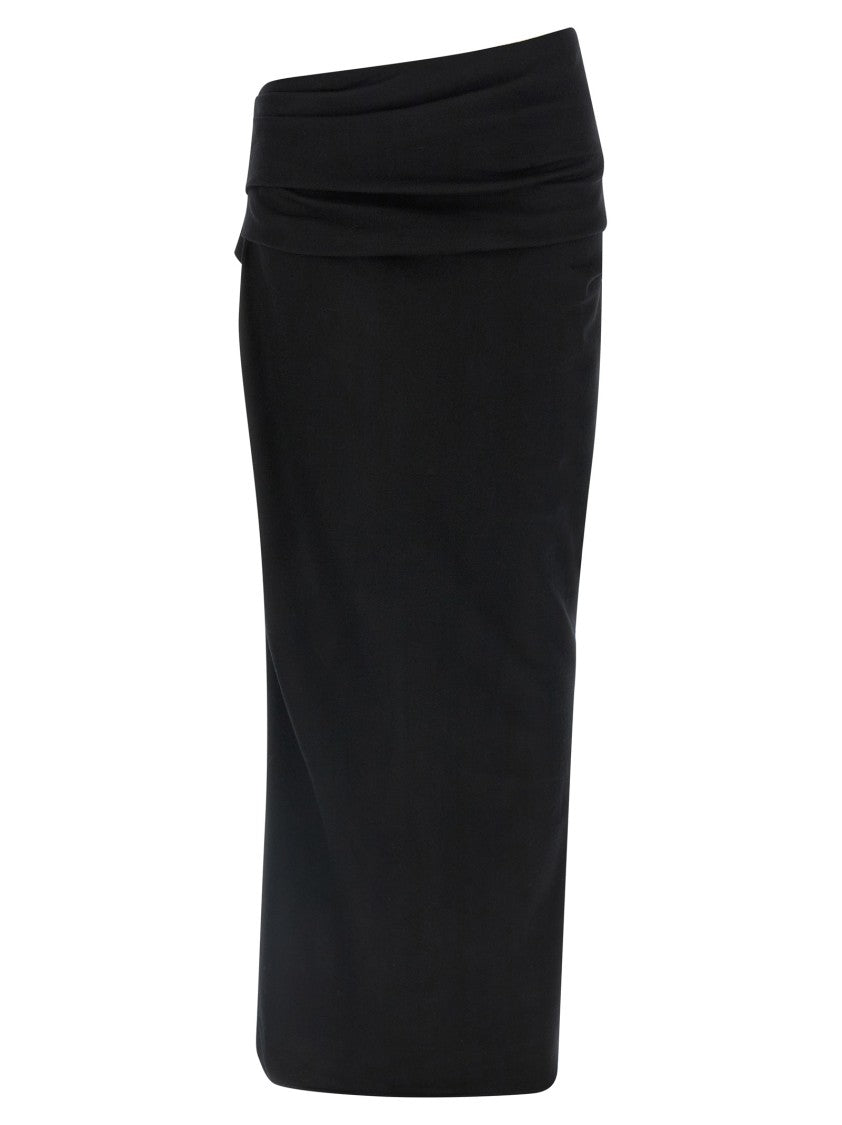 Entire Studios Stretch Wool Midi Skirt With Draped Detailing