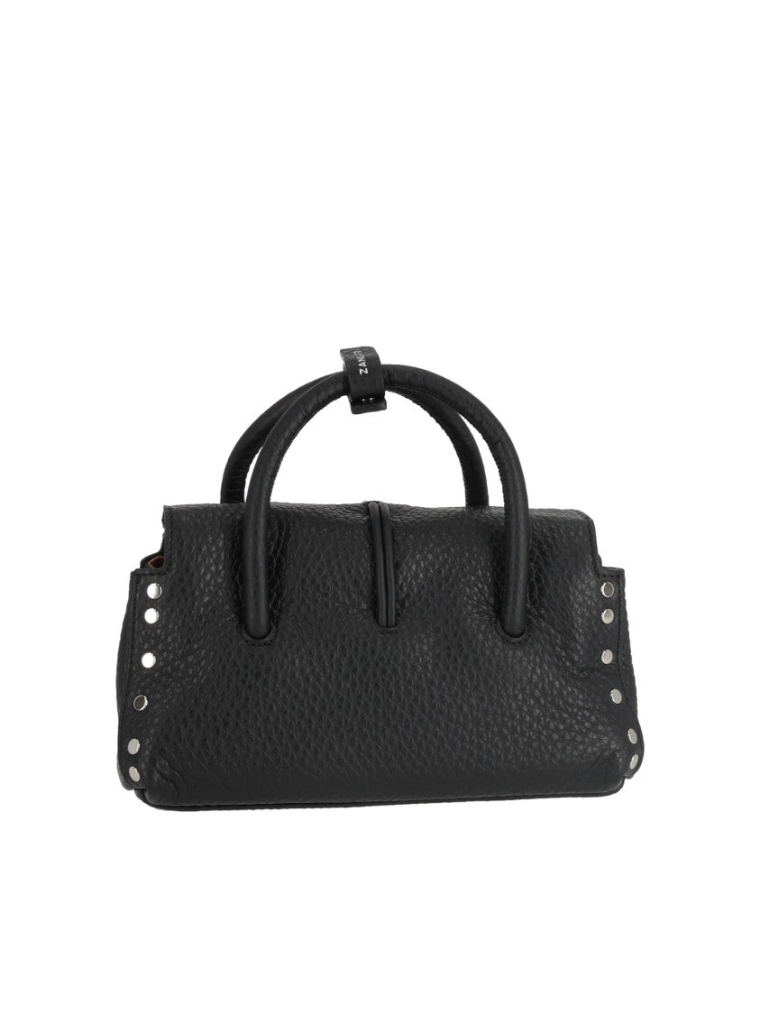 Zanellato Srl Black Dotta Centauro Baby Bovine Leather Handbag