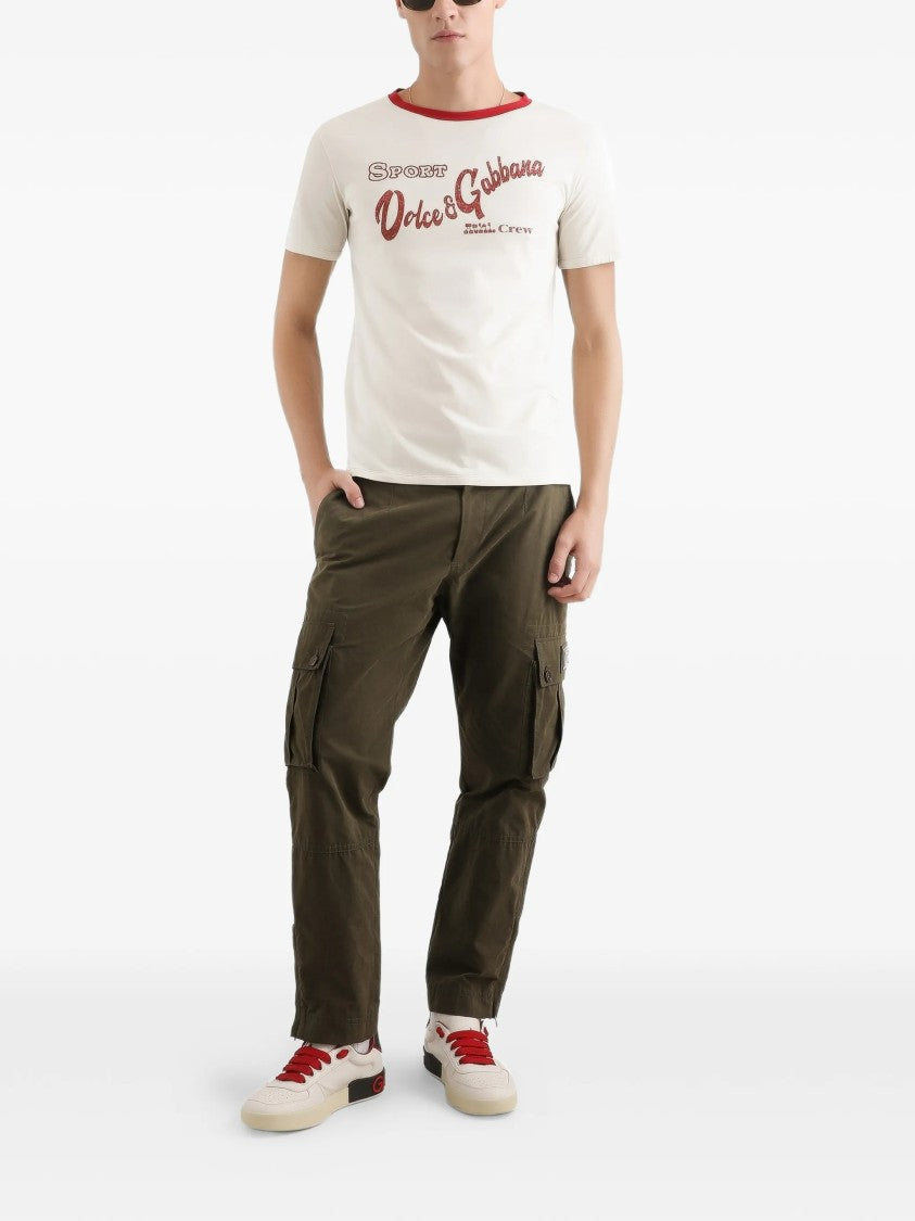 Dolce & Gabbana White Crew Neck Cotton Graphic T-Shirt