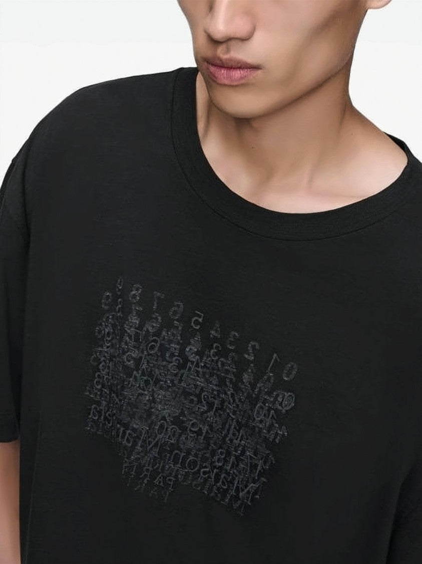Maison Margiela Relaxed Fit Black T-Shirt With Textured Graphic