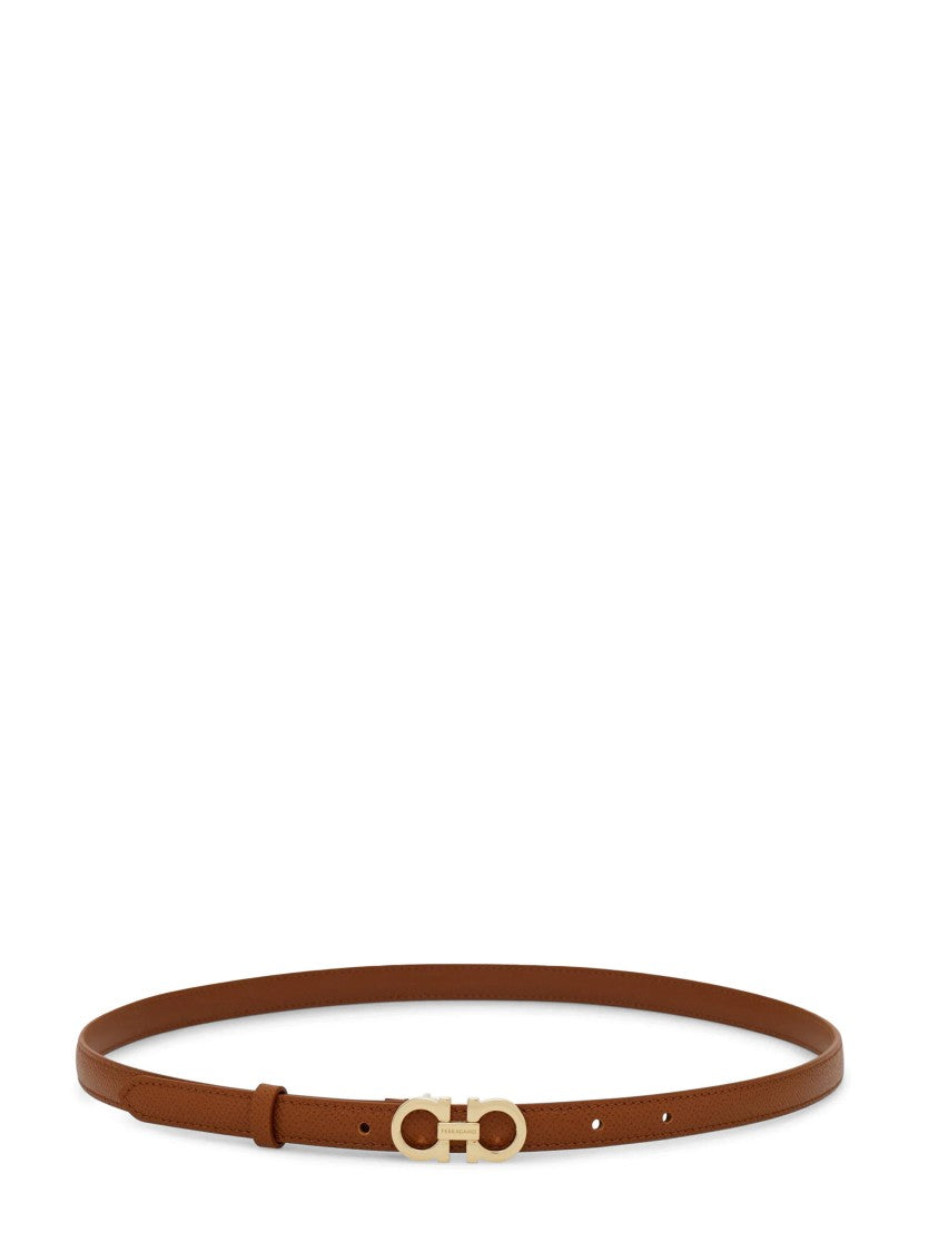 Ferragamo Textured Leather Belt With Gold-Tone Gancini Buckle