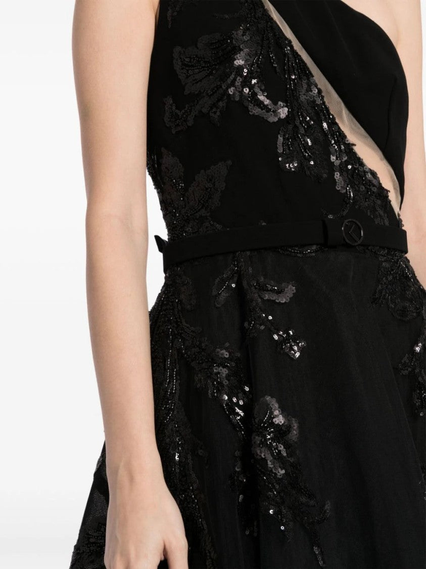 Saiid Kobeisy Tulle Beaded Dress With Floral Beading