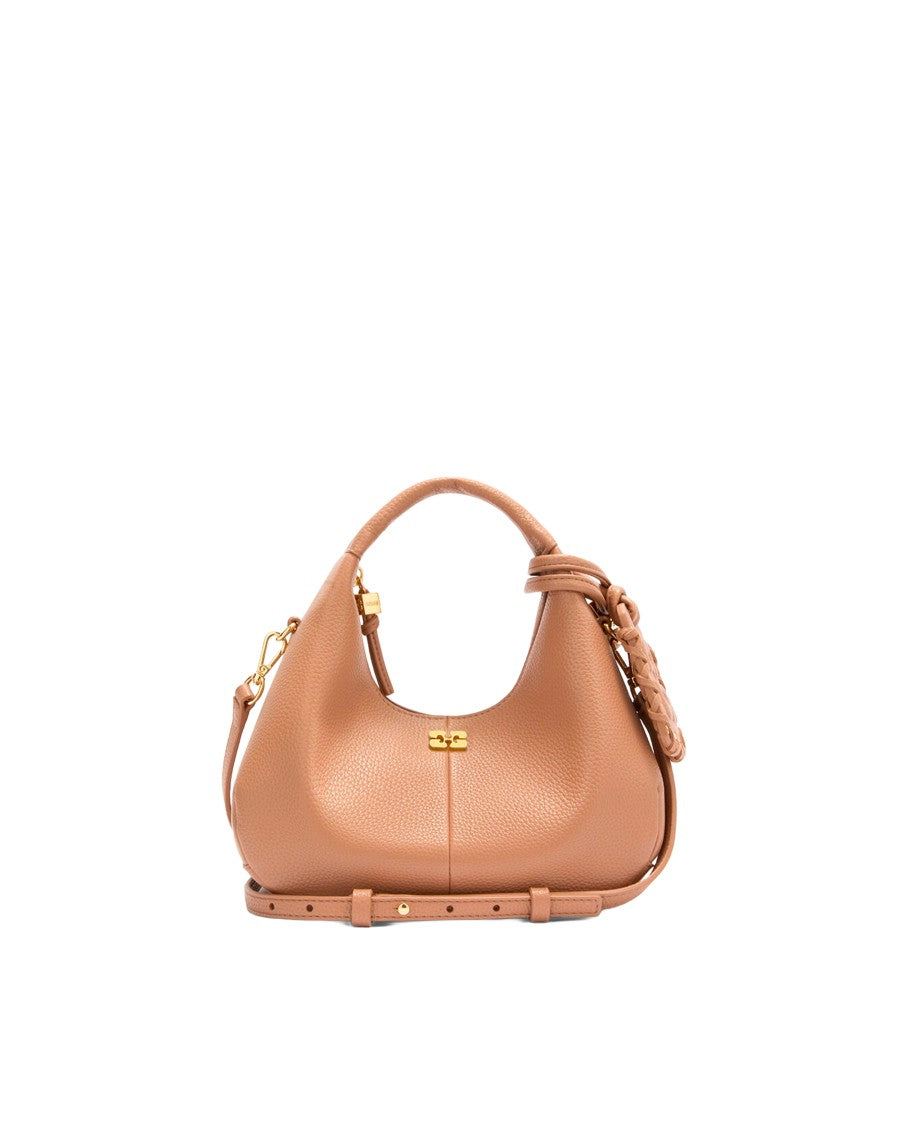 Ganni Tawny Birch Mini Hobo Polyurethane Bag