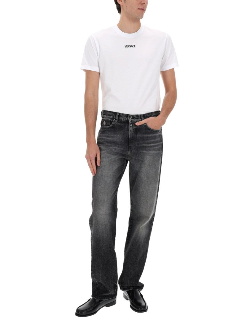 Versace Medusa Detail Faded Black Jeans