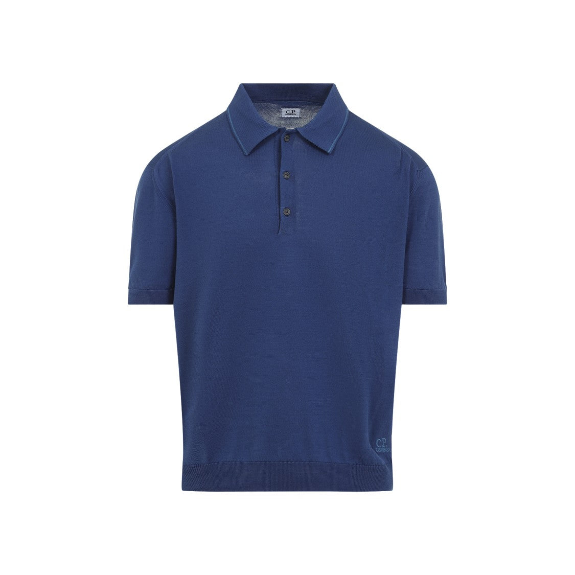 C.P. Company Buttoned Knit Blue Cotton Polo