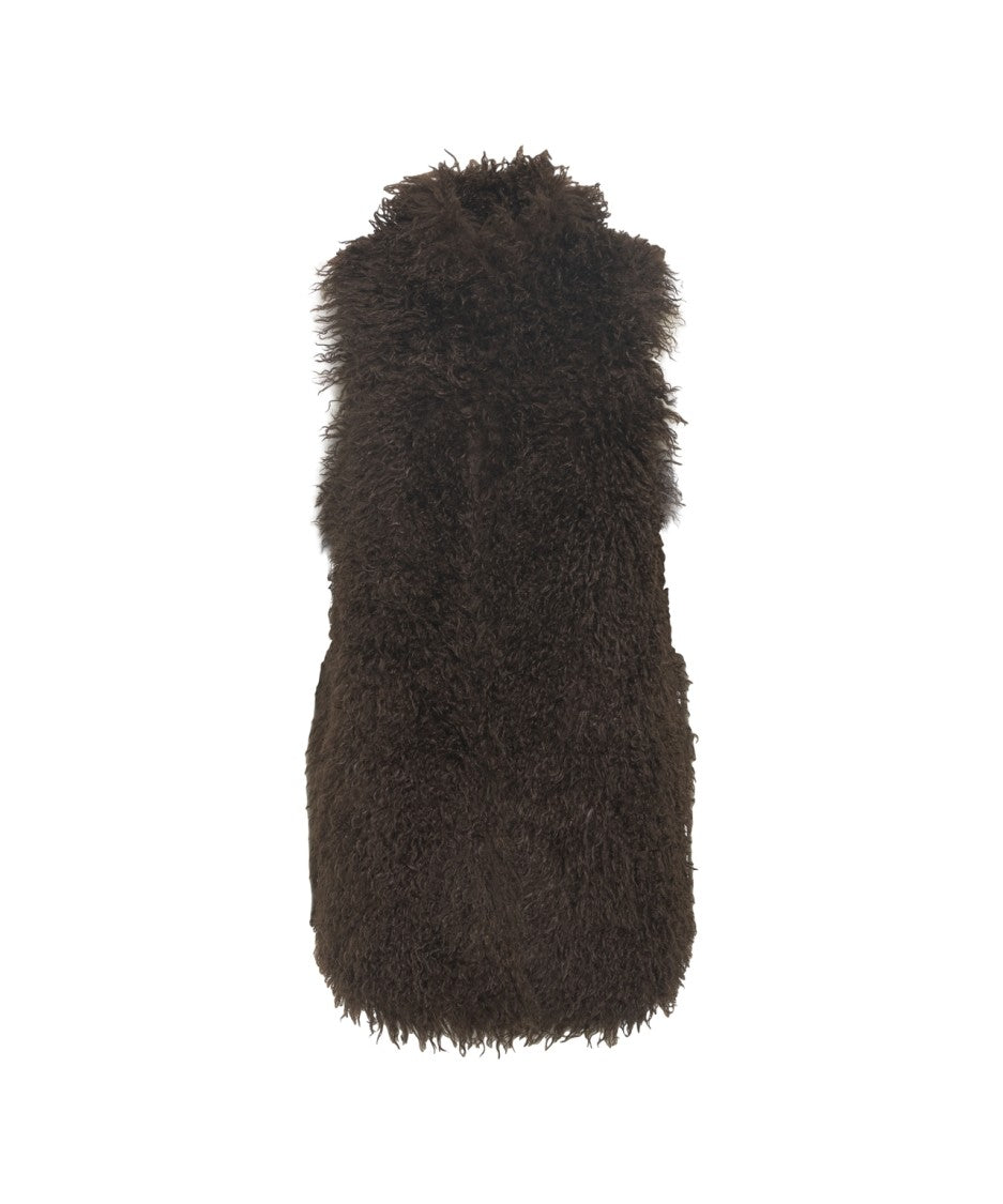Bully Plush Oversized Faux Fur Gilet With High Collar