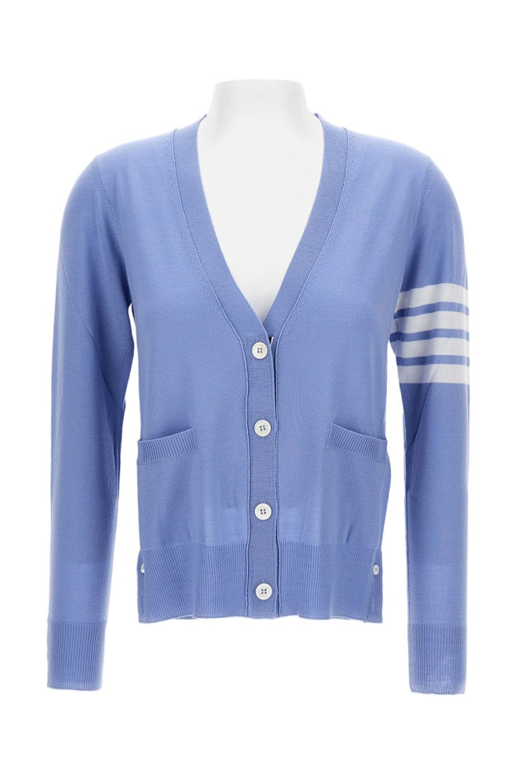 Thom Browne Relaxed Fit V-Neck Cardigan In Fine Merino Wool