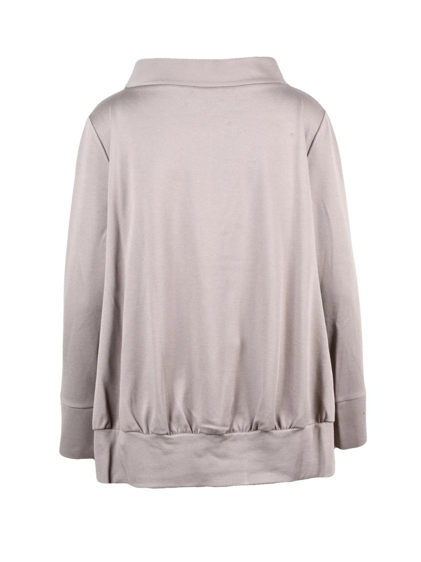 Meimeij Grey Flared Boat Neck Lightweight Sweatshirt