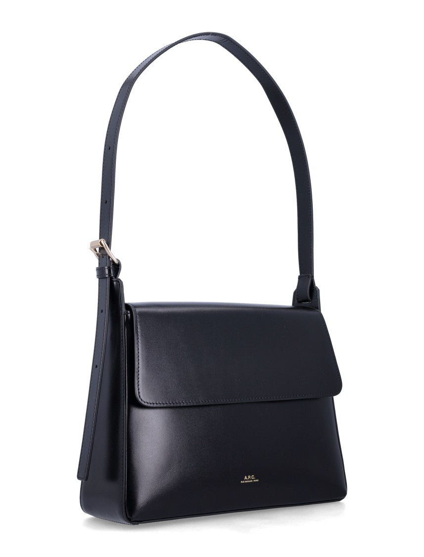 A.P.C. Rectangular Black Handbag With Flap Closure