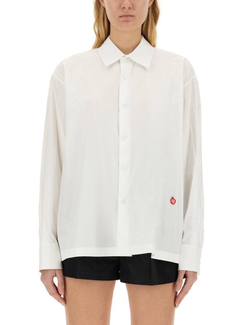 T By Alexander Wang Cotton Shirt With Classic Collar And Minimalist Logo