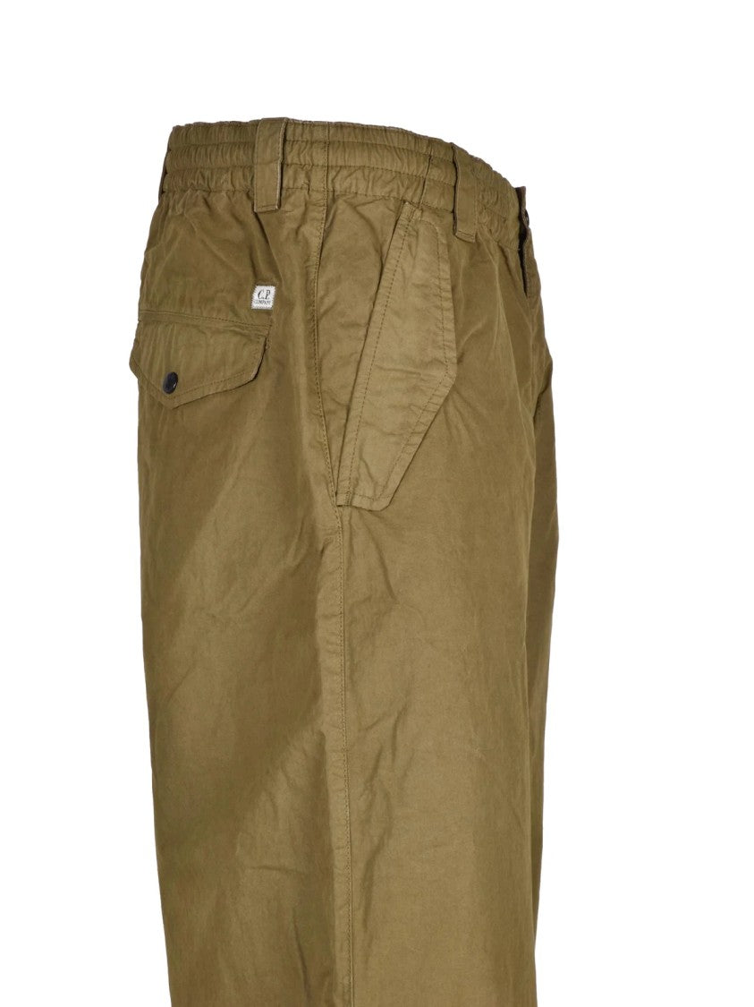 C.P. Company Green Microcreps Peached Cotton Pants
