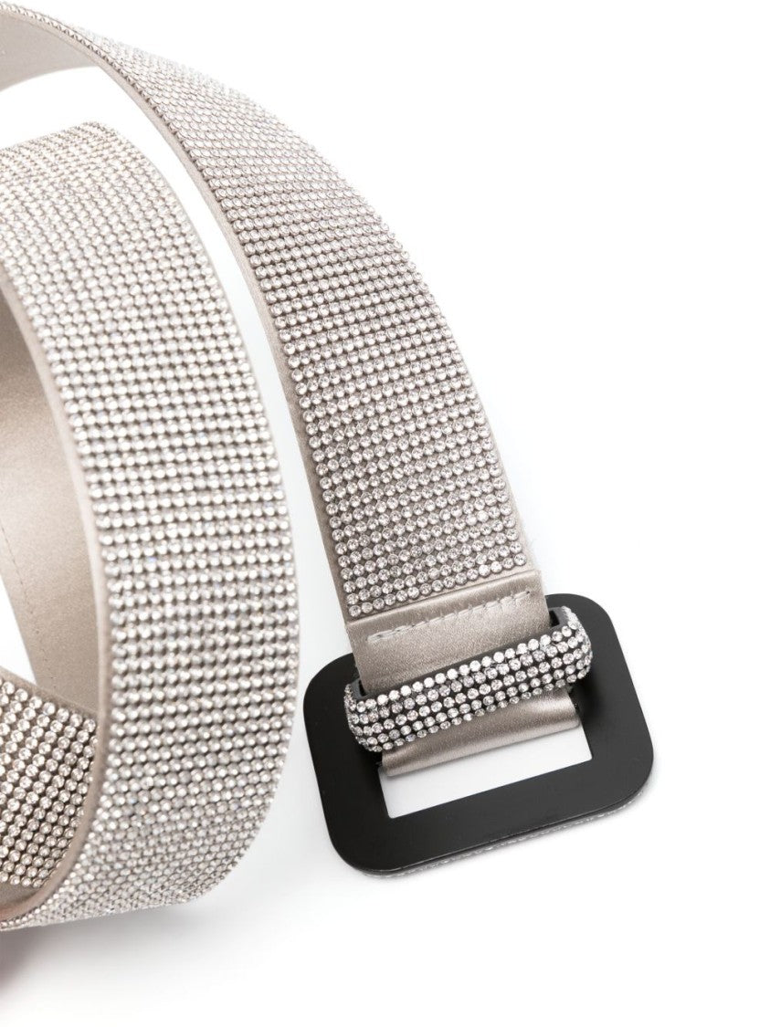 Benedetta Bruzziches Aluminum Mesh Belt With Crystal Rhinestone Accents