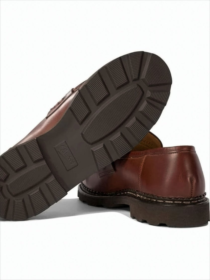 Paraboot Classic Brown Loafers With Moccasin Stitching