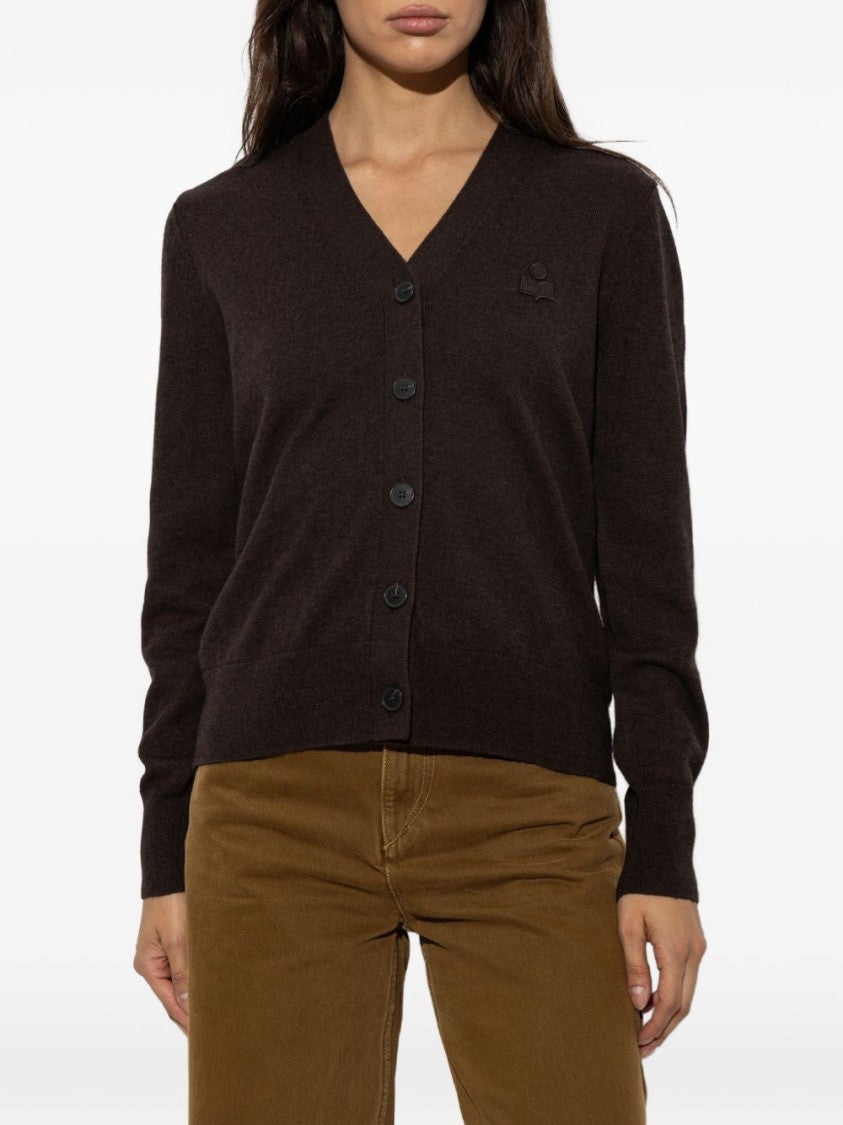 Isabel Marant Étoile V-Neck Knit Sweater With Button-Down Front And Embroidered Logo