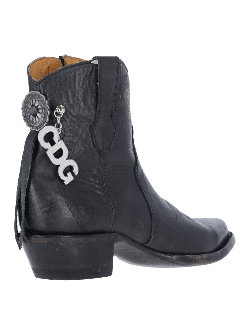 Comme Des Garçons Black Pointed Toe Leather Boots