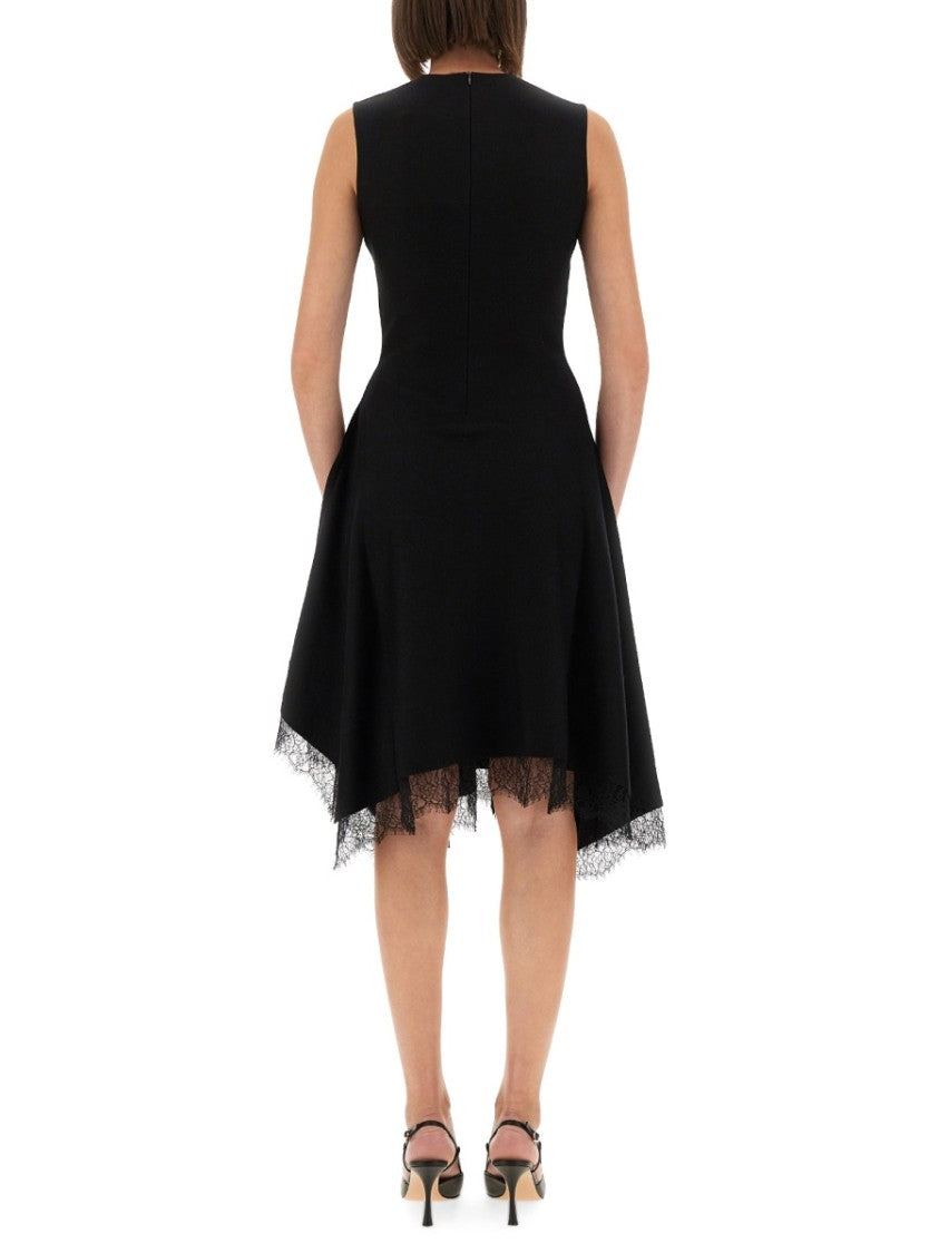 Alexander Mcqueen Asymmetrical Dress With Lace Detailing