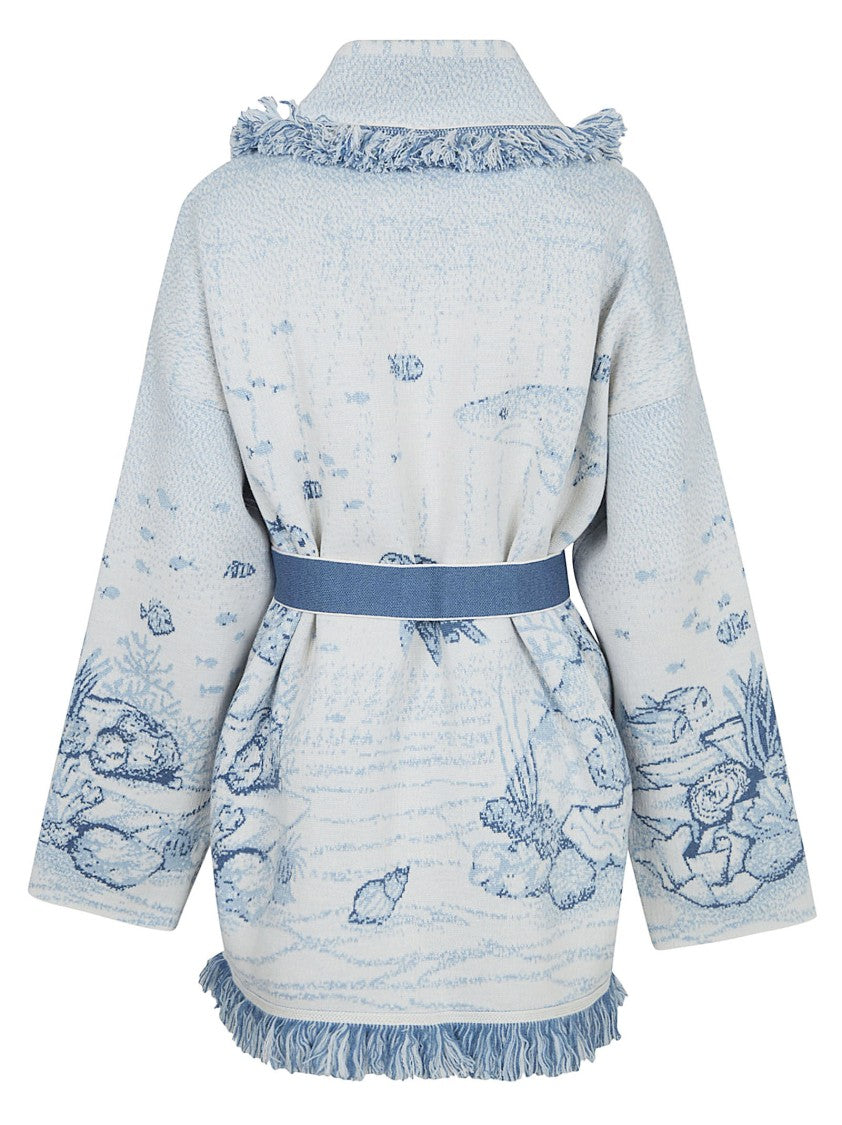 Alanui Deep In The Ocean Cardigan With Artistic Underwater Motif