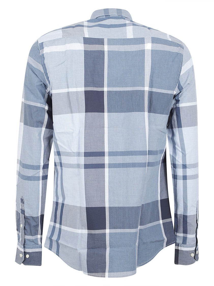 Barbour Checkered Blue Button-Down Shirt With Chest Pocket