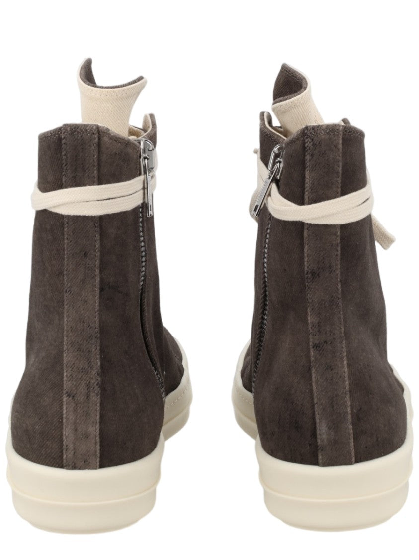 Drkshdw By Rick Owens High-Top Textured Fabric Zipper Sneakers
