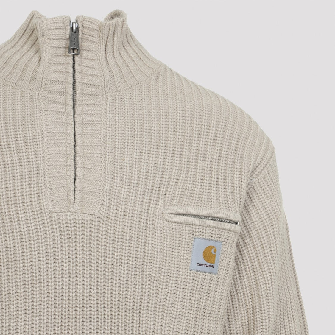 Carhartt Wip Fleur De Sel Grey Detroit Half Zip Sweater
