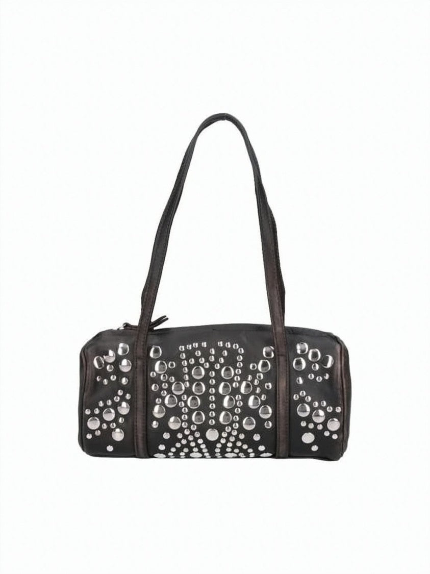 Gimaguas Cylindrical Metallic Studded Shoulder Bag