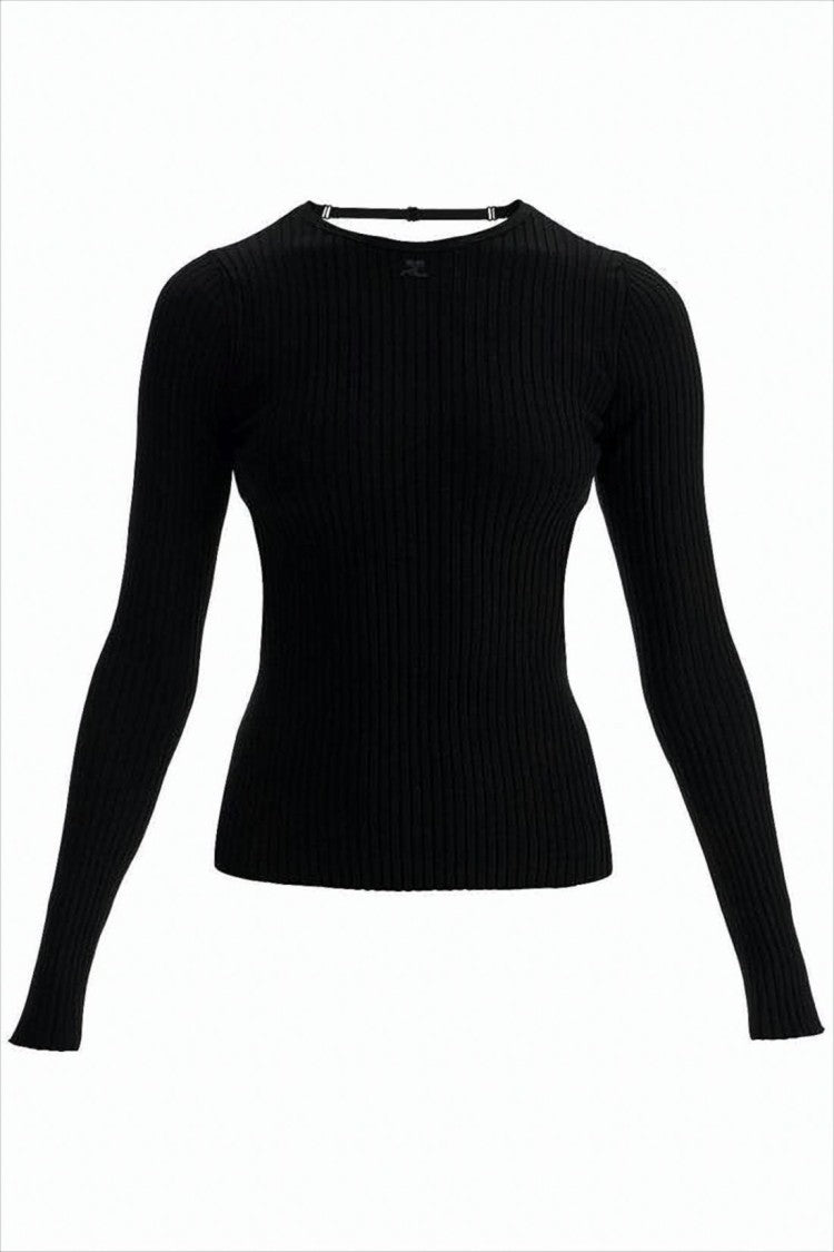 Courrèges Fitted Ribbed Sweater With Scoop Cutout Detail