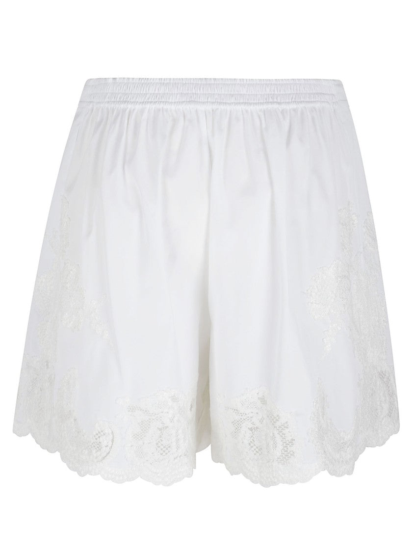 Ermanno Scervino Lace-Overlay White Shorts With Scalloped Hem