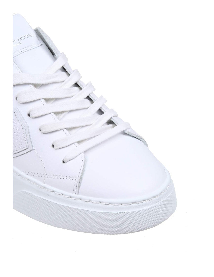 Philippe Model White Leather Temple Low Sneakers