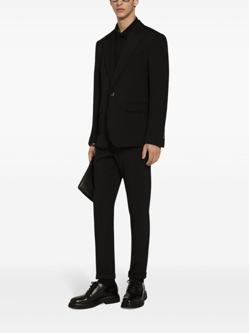 Dolce & Gabbana Tailored Black Jacket With Textured Finish And Notched Lapels