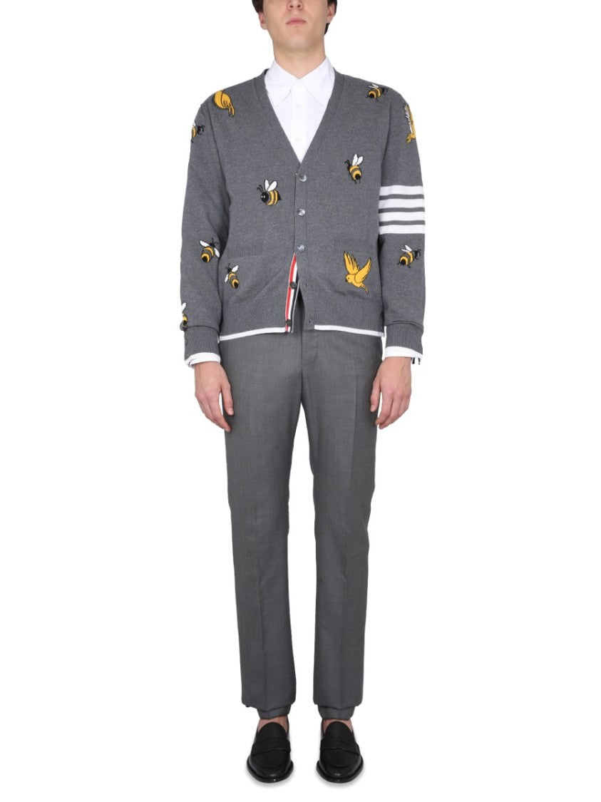 Thom Browne Cardigan With Birds And Bees Inlays