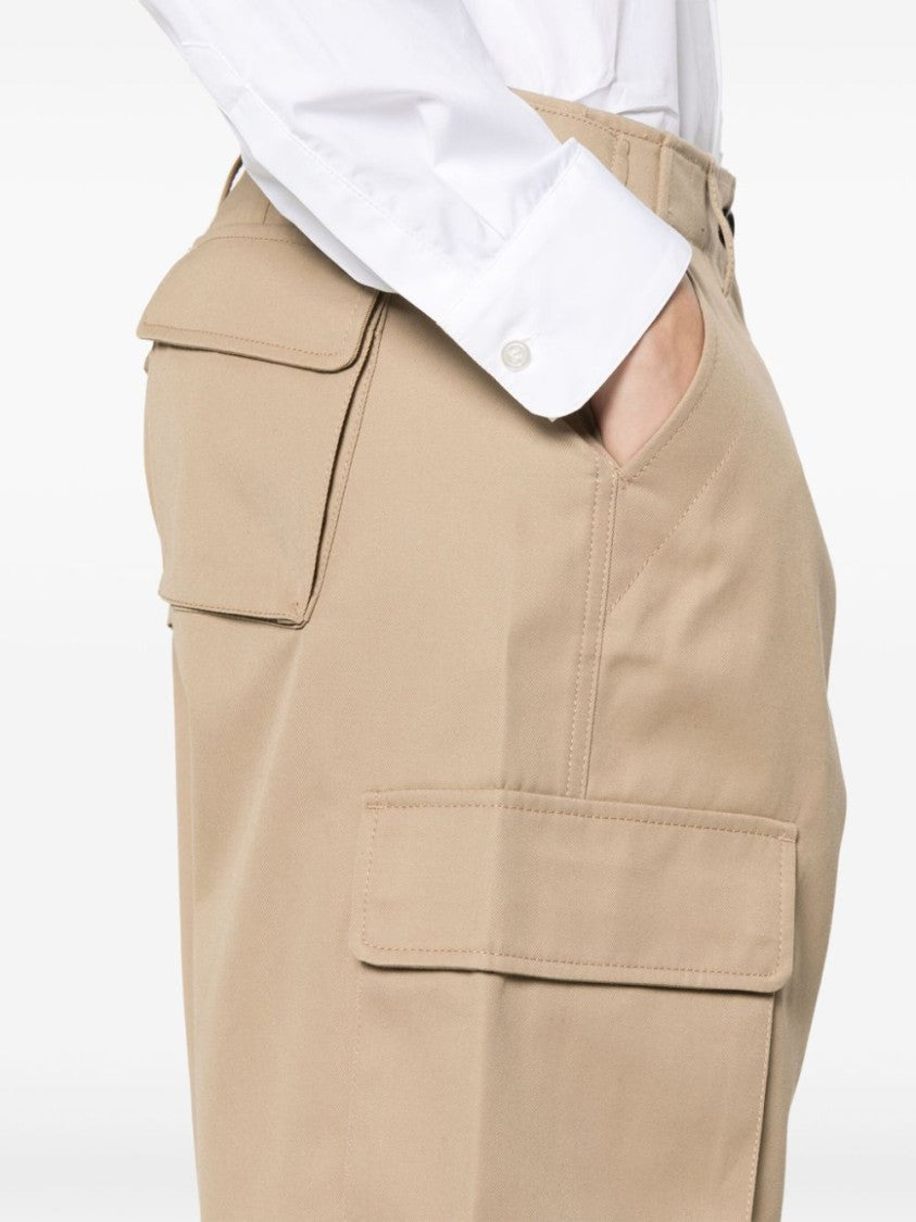Coperni Wide-Leg Beige Cotton Gabardine Trousers
