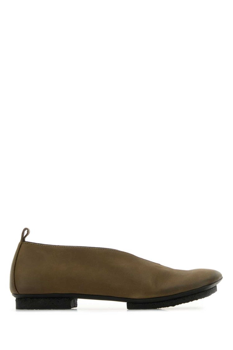 Uma Wang Olive Green Leather Stone Ballerinas