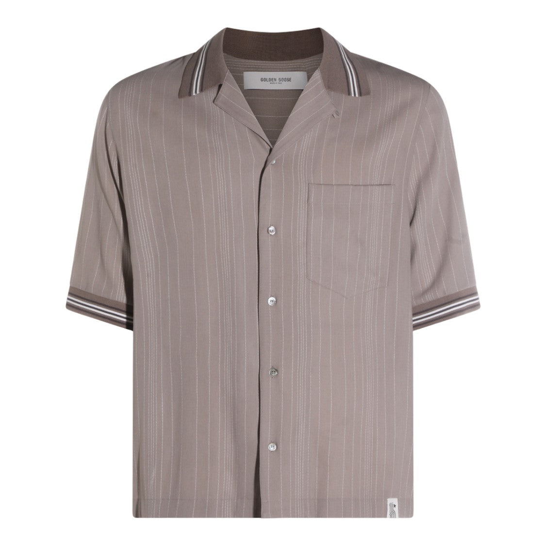 Golden Goose Short-Sleeve Shirt With Vertical Pinstripe