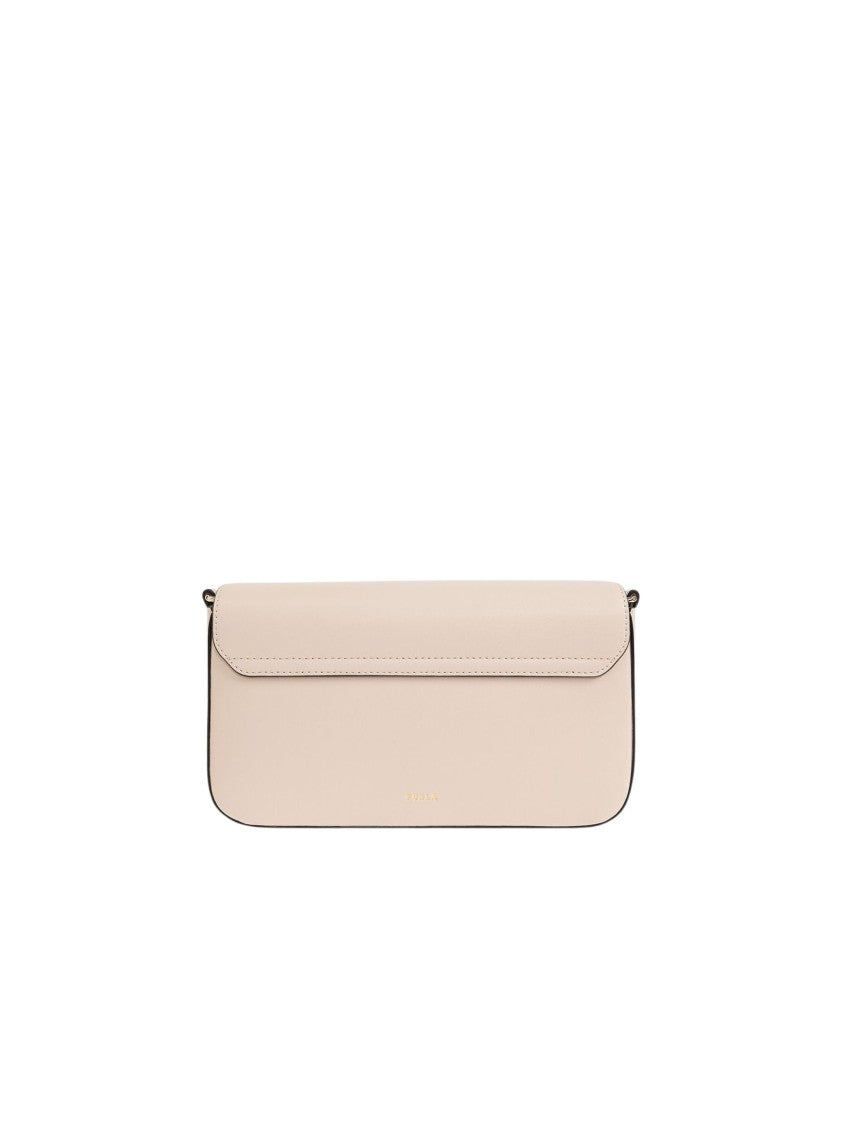 Furla Fine Grain Leather Crossbody Bag With Tortoiseshell Clasp