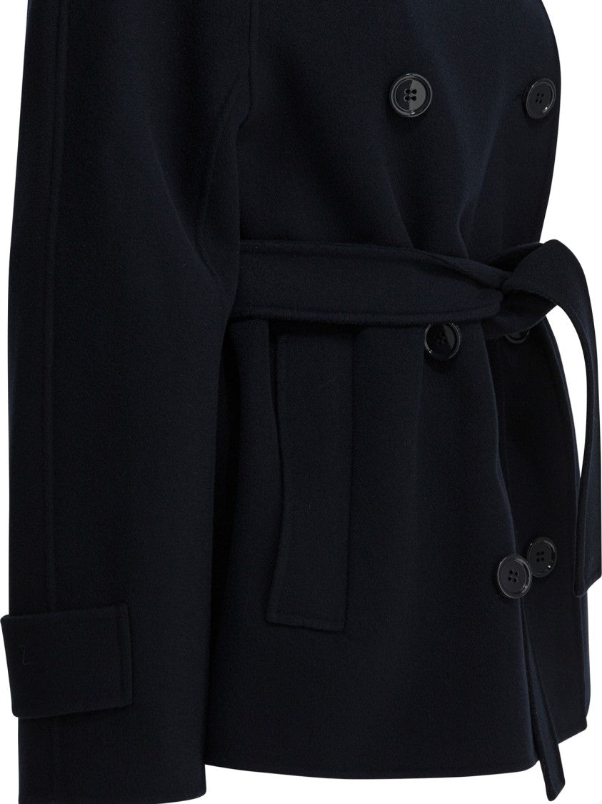 Max Mara Double-Breasted Virgin Wool Jacket With Belted Waist