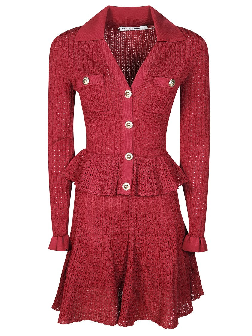 Self-Portrait Pointelle Knit Mini Dress