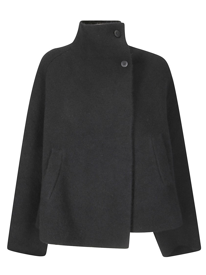Boboutic Soft Fabric Double-Breasted Jacket With High Collar