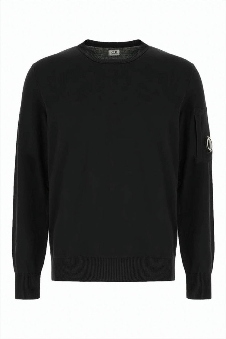 C.P. Company Minimalist Black Sweater With Round Lens Detail