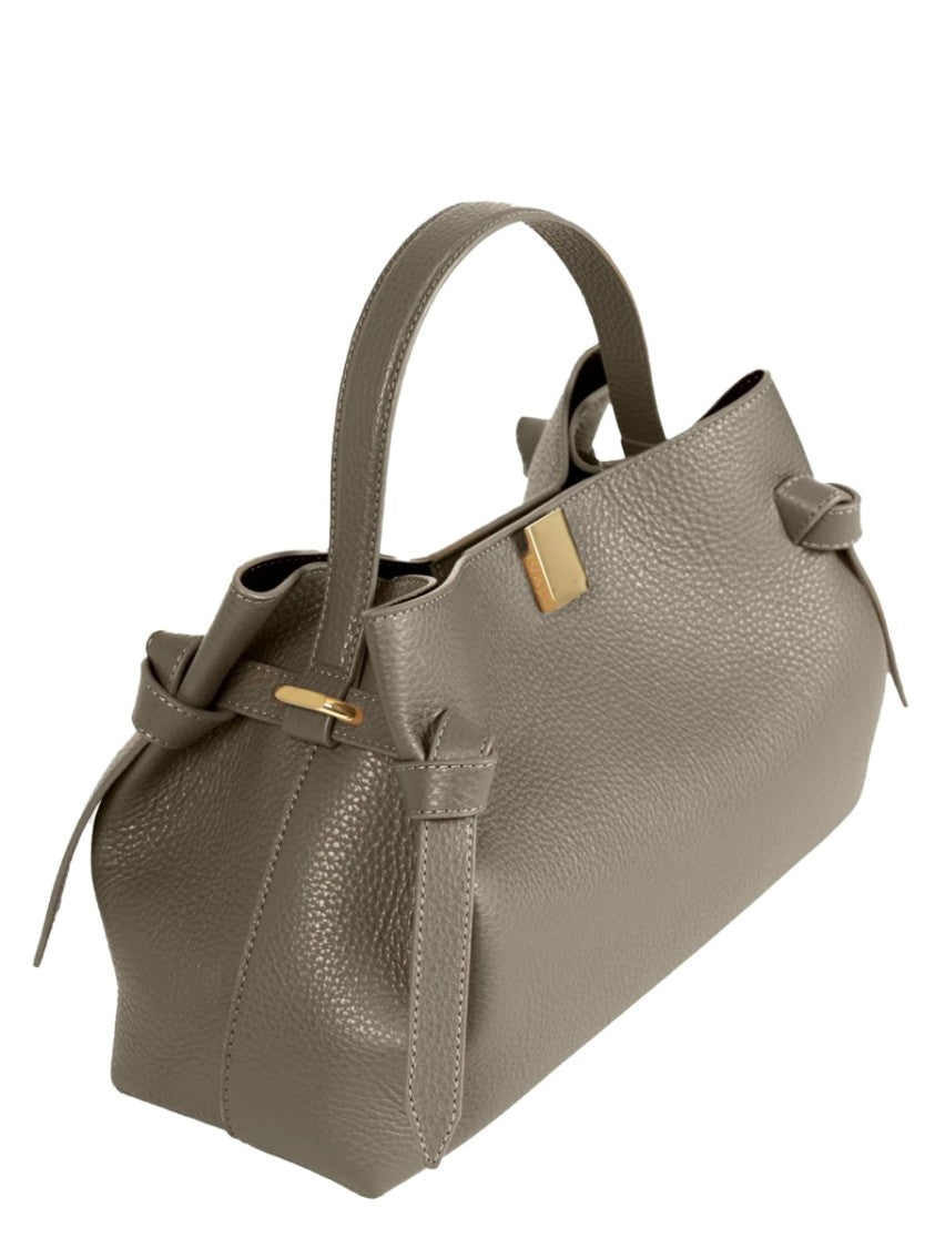 Yuzefi Textured Leather Handbag With Gathered Design