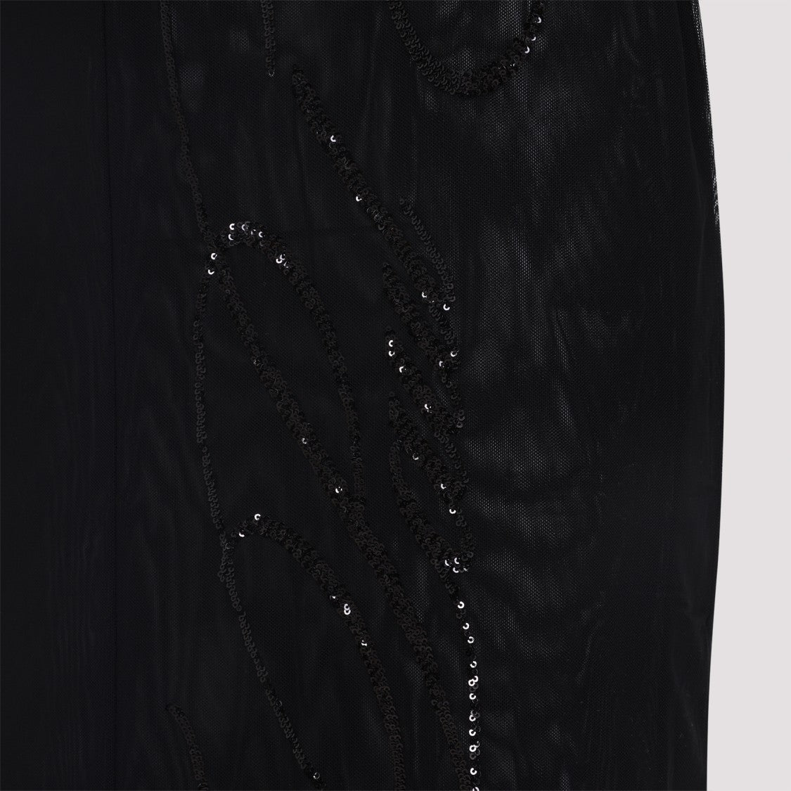 Jean Paul Gaultier Black Mesh Long Dress With Sequins